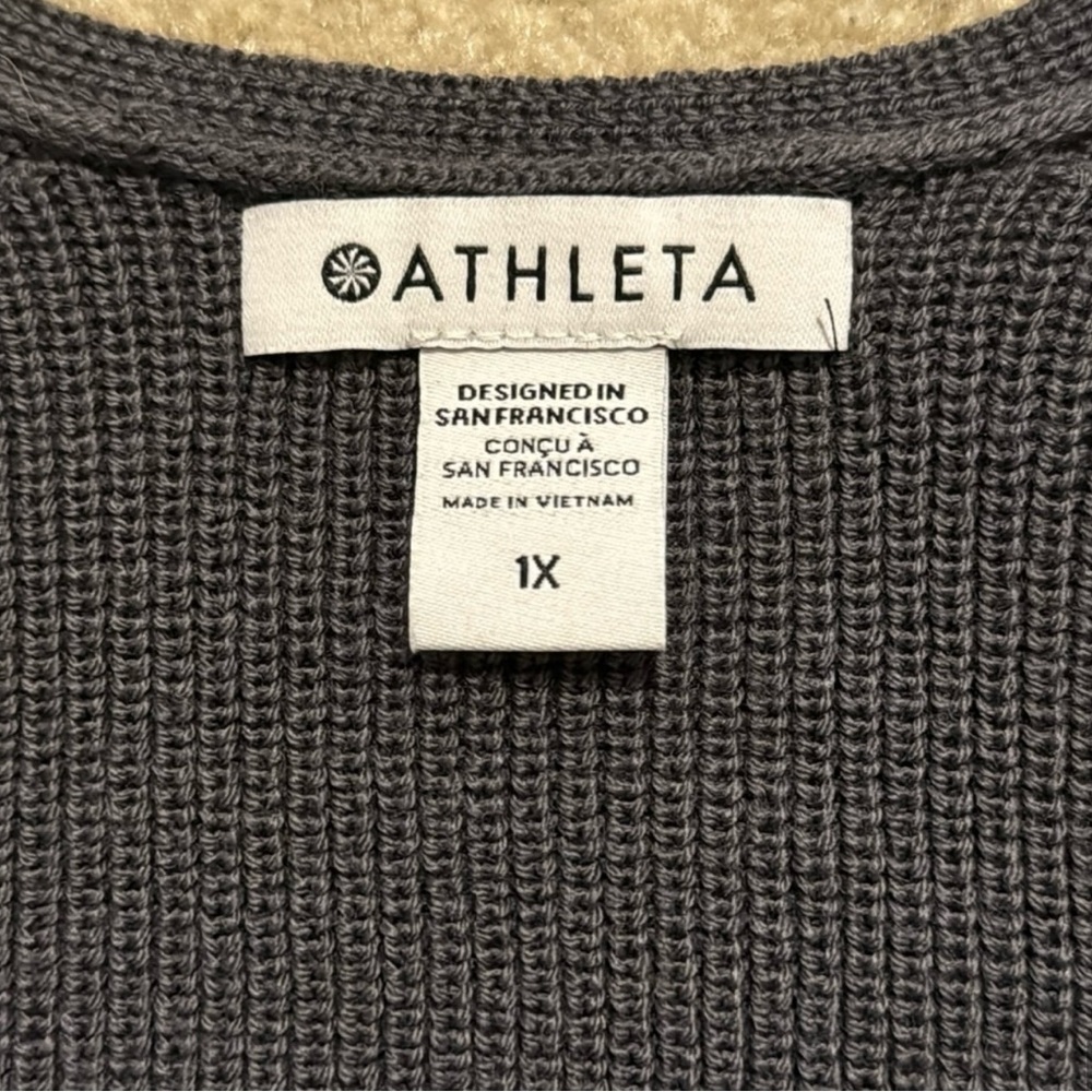 Athleta Handover Refined Wool Blend V Neck Ribbed Sweater Purple/Gray - Picture 8 of 8